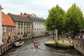 Boat trips in Bruges canal Belgium Royalty Free Stock Photo